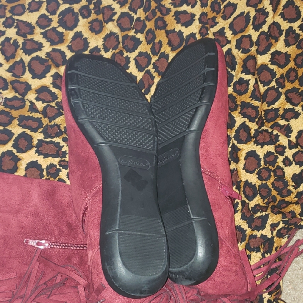 Red suede boots - Picture 5 of 5